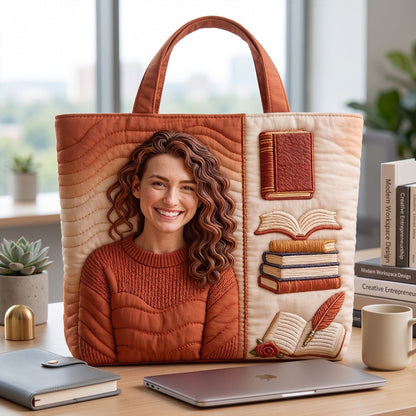Custom Any Photo Love Books - Personalized Book Quilted Tote Bag