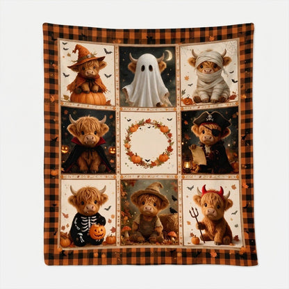 Spooky Highland Cow - Personalized Highland Cow Blanket