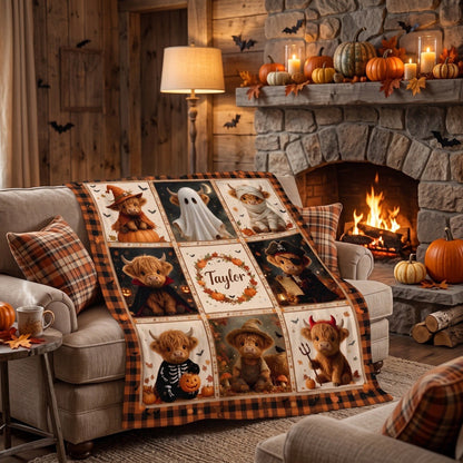 Spooky Highland Cow - Personalized Highland Cow Blanket