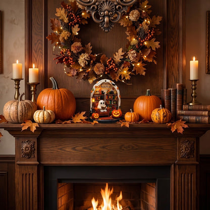 Create Your Own Personalized Reading Nook With Ghost and Pumpkin,Custom Wood Ornament,Gift For Book and Halloween Lovers