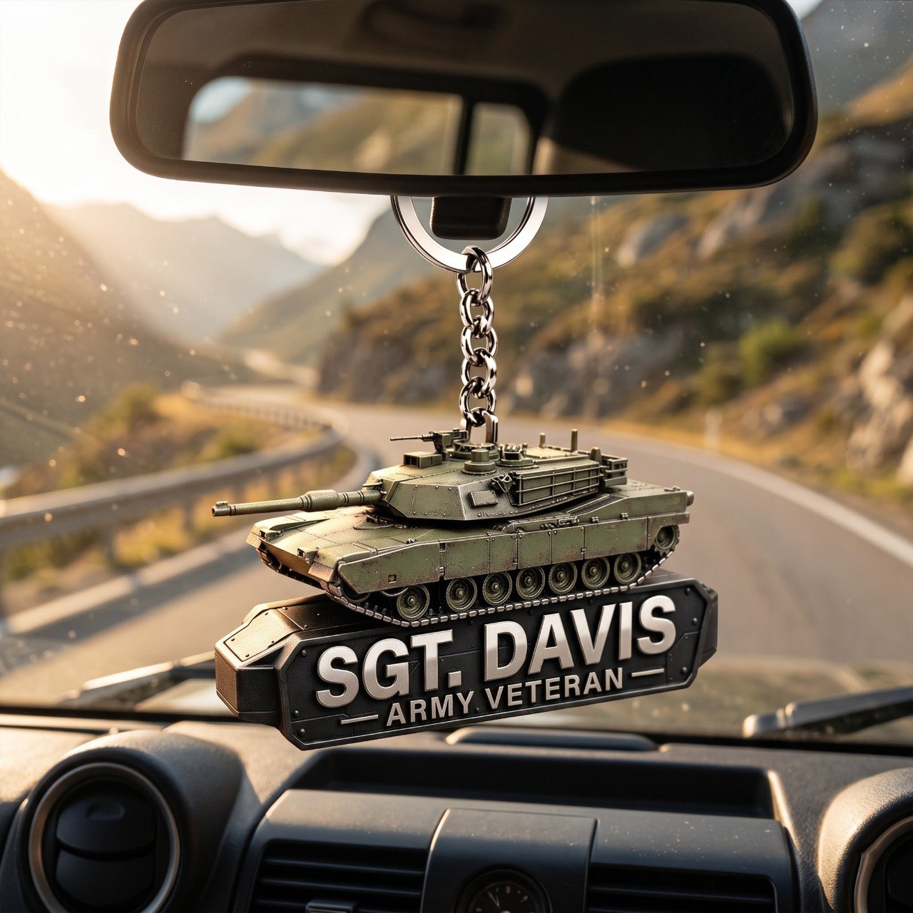 Personalized Army Keychain, Custom Name Military Truck Keychain, U.S. Army Gift for Soldiers, Veterans, Dad & Husband