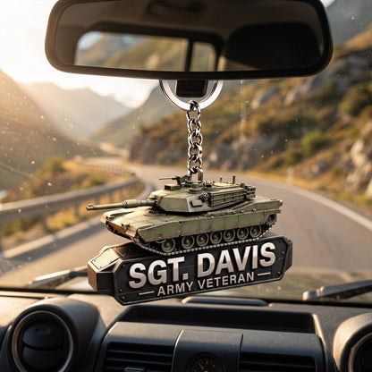 Personalized Army Keychain, Custom Name Military Truck Keychain, U.S. Army Gift for Soldiers, Veterans, Dad & Husband