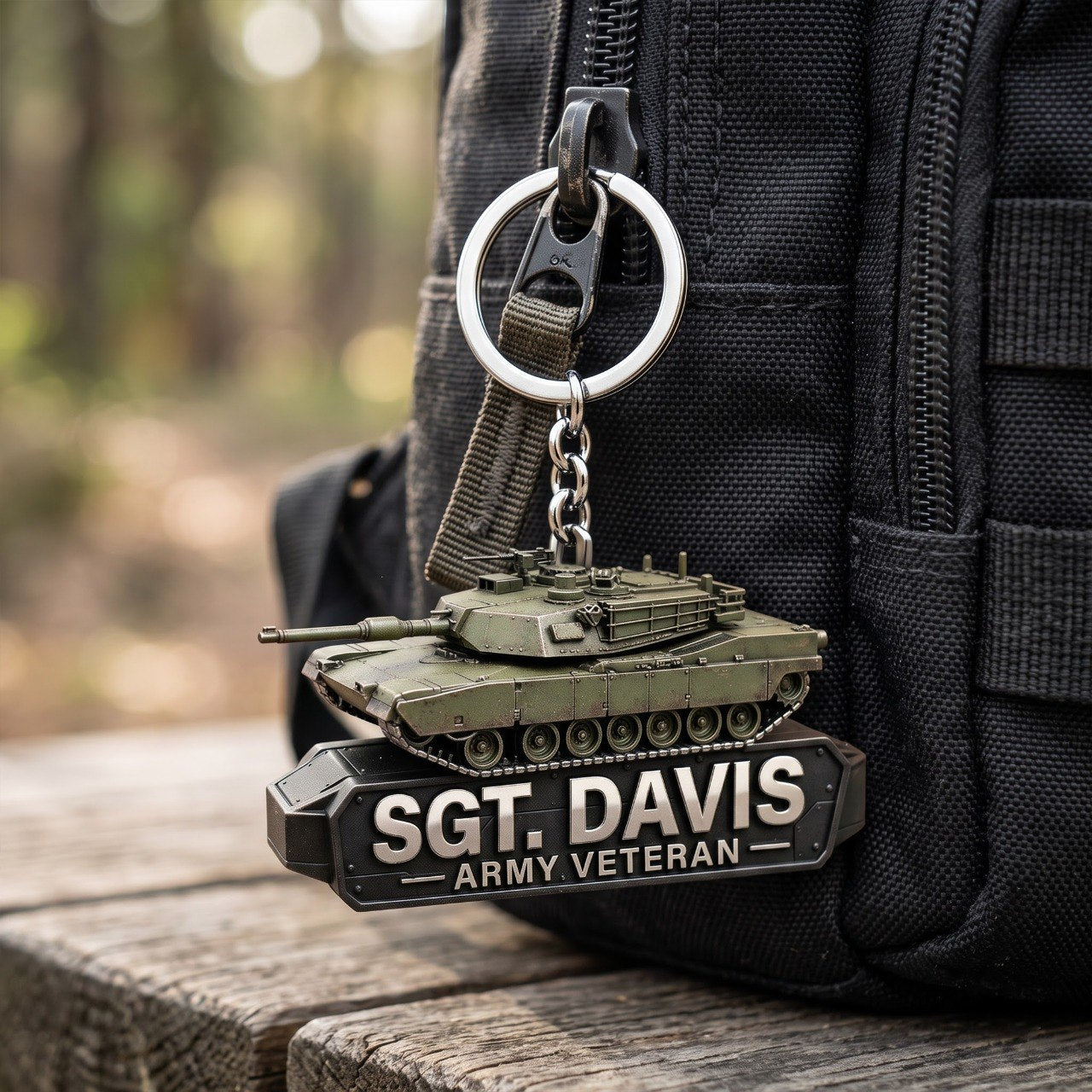 Personalized Army Keychain, Custom Name Military Truck Keychain, U.S. Army Gift for Soldiers, Veterans, Dad & Husband