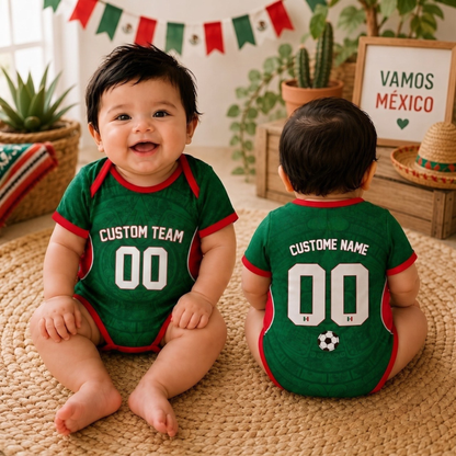 Personalized Southwestern Inspired Soccer Baby Bodysuit – Custom Name & Number Football Outfit
