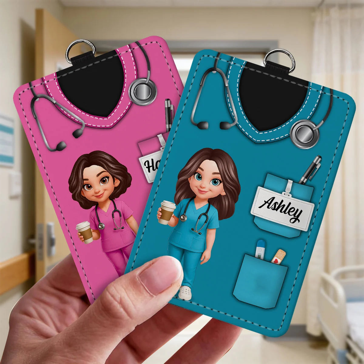 Nurse Uniform - Personalized ID Badge Holder - Gift For Nurse