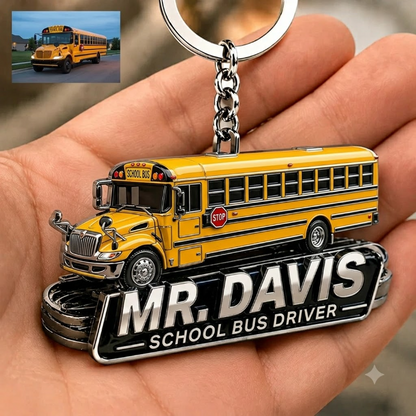 Personalized School Bus Driver Keychain, Custom Name Gift for School Bus Drivers