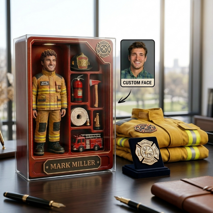 Personalized Firefighter Hero Acrylic Block Plaque – Custom Photo Firefighter Action Figure Gift
