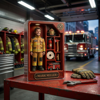 Personalized Firefighter Hero Acrylic Block Plaque – Custom Photo Firefighter Action Figure Gift