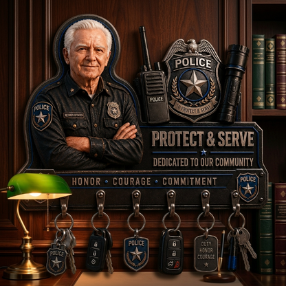 Protect & Serve - Personalized Police Officer Custom Shaped Hanging Rack