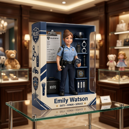 Personalized Police Officer Acrylic Display Box – Custom Female Police Officer Acrylic Keepsake Gift