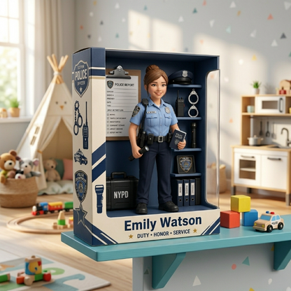 Personalized Police Officer Acrylic Display Box – Custom Female Police Officer Acrylic Keepsake Gift