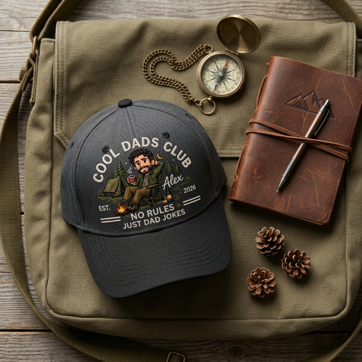 Personalized Camping Dad Classic Cap – Custom Photo Outdoor Snapback Hat