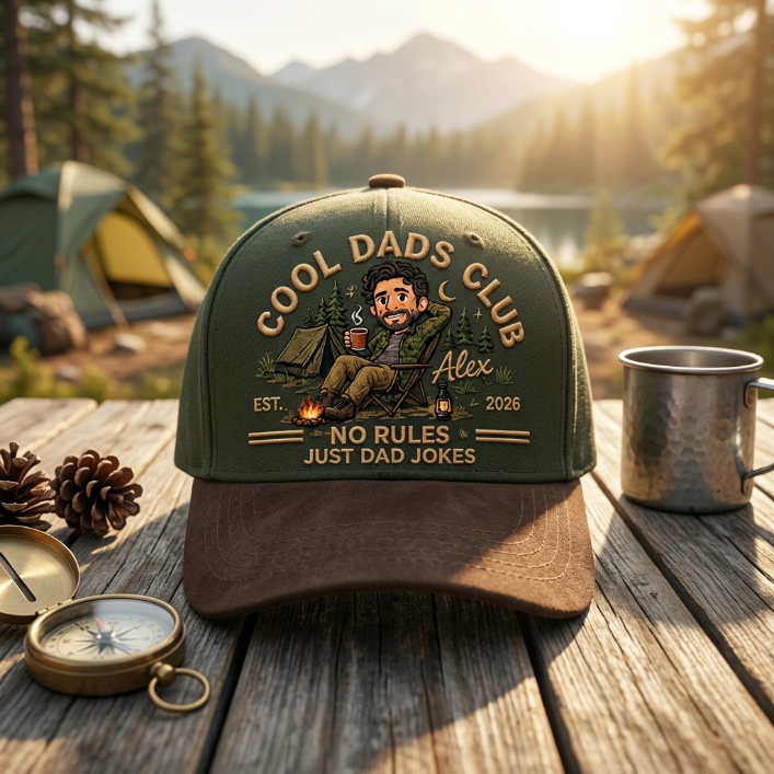 Personalized Camping Dad Classic Cap – Custom Photo Outdoor Snapback Hat