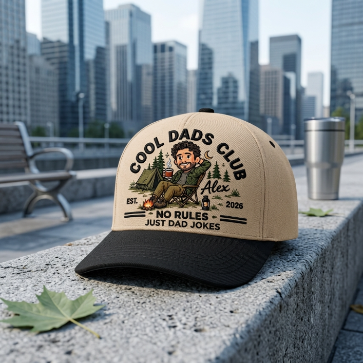 Personalized Camping Dad Classic Cap – Custom Photo Outdoor Snapback Hat