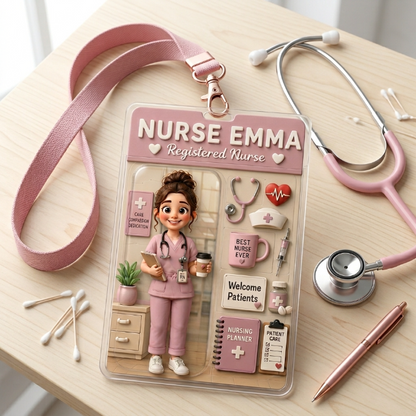 Personalized Nurse Badge Holder – Custom Photo Nurse ID Card Holder, Registered Nurse Gift