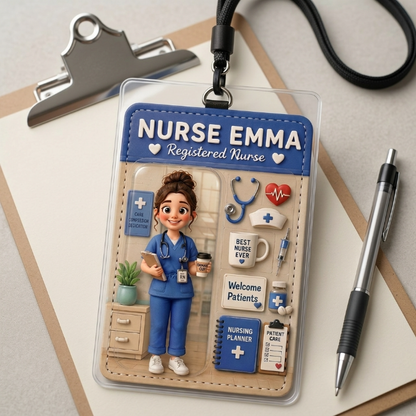 Personalized Nurse Badge Holder – Custom Photo Nurse ID Card Holder, Registered Nurse Gift