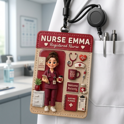Personalized Nurse Badge Holder – Custom Photo Nurse ID Card Holder, Registered Nurse Gift