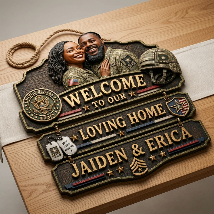 Personalized U.S. Army Pallet Wood Sign – Custom Military Couple Welcome Home Decor