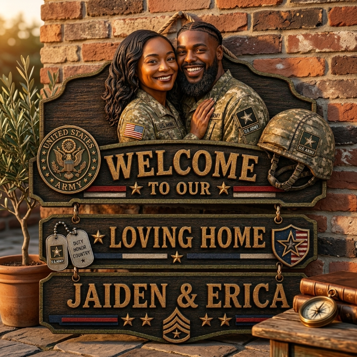 Personalized U.S. Army Pallet Wood Sign – Custom Military Couple Welcome Home Decor