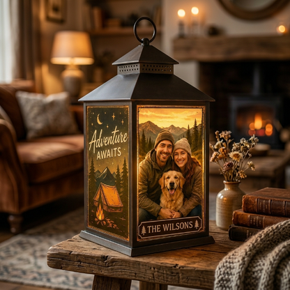 Personalized Camping Photo LED Lantern – Custom Photo Adventure Camping Lamp