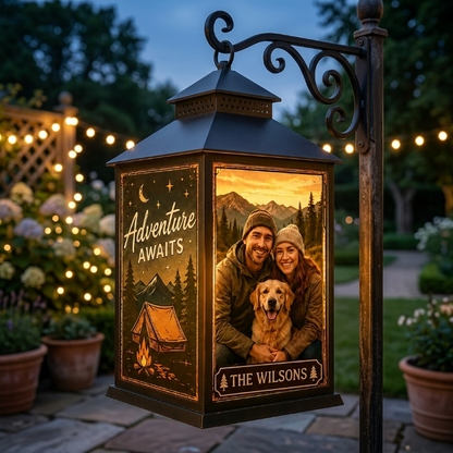 Personalized Camping Photo LED Lantern – Custom Photo Adventure Camping Lamp