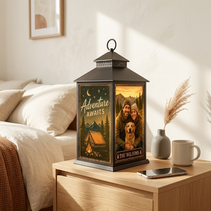 Personalized Camping Photo LED Lantern – Custom Photo Adventure Camping Lamp