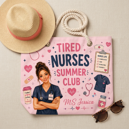 Personalized Nurse Summer Club Beach Bag – Custom Photo Nurse Tote Bag, Gift For Nurse