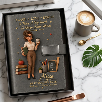 Personalized Teacher Notebook & Pen Gift Set – Custom Photo Style PU Leather Journal, Best Teacher Ever Gift
