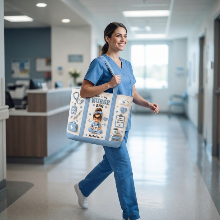 Personalized Nurse Bag Canvas Tote – Custom Photo Nurse Gift Bag For Nurse