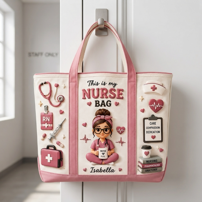 Personalized Nurse Bag Canvas Tote – Custom Photo Nurse Gift Bag For Nurse