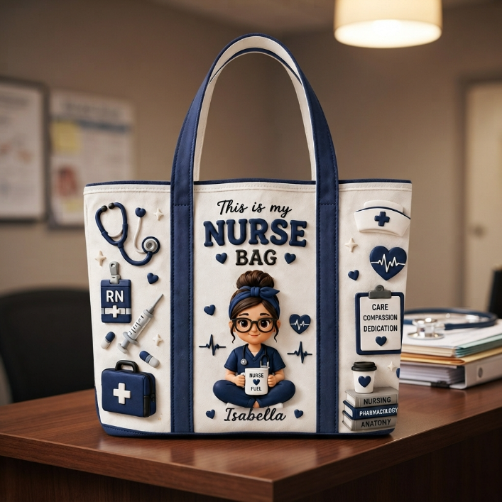 Personalized Nurse Bag Canvas Tote – Custom Photo Nurse Gift Bag For Nurse