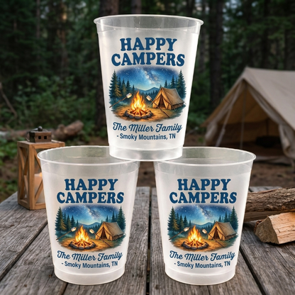 Family Welcome To Our Campsite - Personalized Frosted Cups