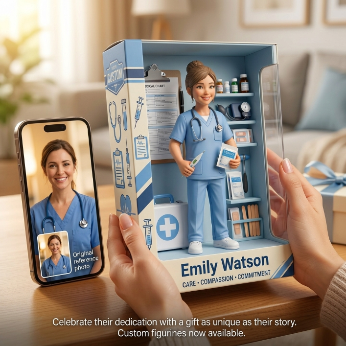 Personalized Nurse Acrylic Display Case, Custom Name Medical Diorama Keepsake, Healthcare Worker Gift, Nurse Desk Decor
