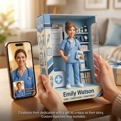 Personalized Nurse Acrylic Display Case, Custom Name Medical Diorama Keepsake, Healthcare Worker Gift, Nurse Desk Decor