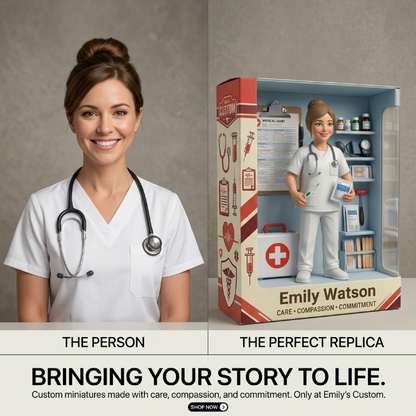 Personalized Nurse Acrylic Display Case, Custom Name Medical Diorama Keepsake, Healthcare Worker Gift, Nurse Desk Decor
