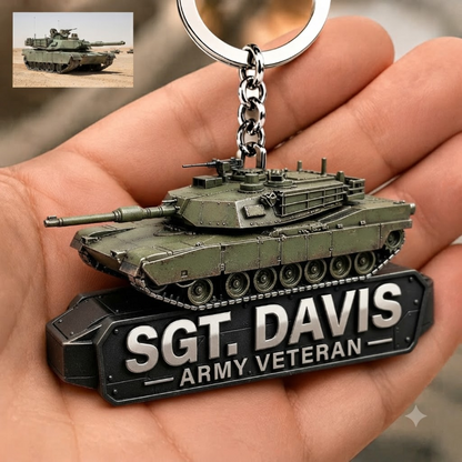 Personalized Army Keychain, Custom Name Military Truck Keychain, U.S. Army Gift for Soldiers, Veterans, Dad & Husband