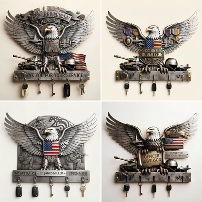 Armed Eagle Key Hanger – Personalized Gift For Veterans & Patriots
