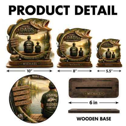 We Hooked The Best Dad – Personalized Fishing Dad Wooden Plaque – Custom Gift For Fishing Dad & Husband